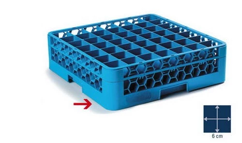 Null Spülkorb Für Geschirr Und Gläser, LxB 500 X 500 Mm, Grau, Lichtes Fachmaß 62 X 62 Mm, 49 Fächer 6 Null Spülkorb Für Geschirr Und Gläser, LxB 500 X 500 Mm, Grau, Lichtes Fachmaß 62 X 62 Mm, 49 Fächer – Bild 6