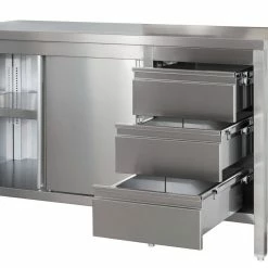 Null Gastro Arbeitsschrank Mit Grundboden, Schiebetüren, Schubladen, Aufkantung & Zwischenboden Chromstahl (BxT) 2300 X 800 Mm -Gastro Arbeitstisch 0cc3e1f6 ac56 47b1 87de 236cf273e3f0 3