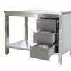Null Gastro Arbeitstisch Mit Grundboden & Schubladenblock Rechts O. Aufkantung Chromstahl (BxT) 2100 X 800 Mm