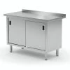 Null Edelstahl Gastro-Arbeitstisch Mit Schiebetüren | AISI 430 Qualität | HxBxT 85x140x60cm