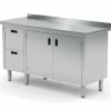 Null Edelstahl Gastro-Arbeitstisch Mit 2 Schubladen Und 2 Klapptüren | AISI 430 Qualität | HxBxT 85x170x60cm