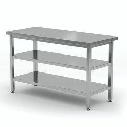 Null Edelstahl Gastro-Arbeitstisch Mit Grund- Und Zwischenboden | AISI 430 Qualität | HxBxT 85x280x80cm