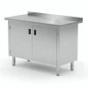 Null Edelstahl Gastro-Arbeitstisch Mit 2 Klapptüren Und Aufkantung | AISI 430 Qualität | HxBxT 85x80x70cm