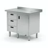 Null Edelstahl Gastro-Arbeitstisch Mit 3 Schubladen Und 1 Klapptür | AISI 430 Qualität | HxBxT 85x100x60cm