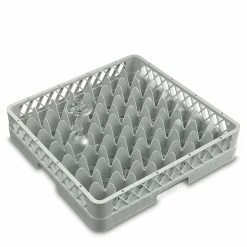 Null Spülkorb Für Geschirr Und Gläser, LxB 500 X 500 Mm, Grau, Lichtes Fachmaß 62 X 62 Mm, 49 Fächer