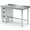 Null Edelstahl Gastro-Arbeitstisch Mit 3 Schubladen Links Und Aufkantung | AISI 430 Qualität | HxBxT 85x180x70cm
