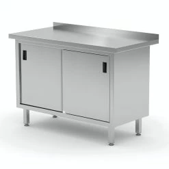 Null Edelstahl Gastro-Arbeitstisch Mit Schiebetüren | AISI 430 Qualität | HxBxT 85x140x60cm -Gastro Arbeitstisch 2e3beb19 eb9a 4b33 879d 86f9e2c70cbb