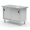 Null Edelstahl Gastro-Arbeitstisch Mit Schiebetüren Und Ohne Aufkantung | AISI 430 Qualität | HxBxT 85x90x70cm