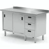 Null Edelstahl Gastro-Arbeitstisch Mit 3 Schubladen Und 2 Schiebetüren | AISI 430 Qualität | HxBxT 85x130x60cm