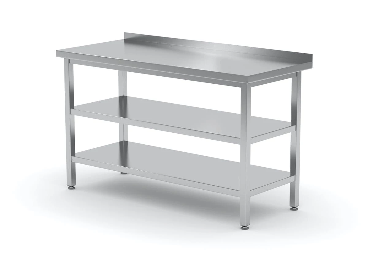 Null Edelstahl Gastro-Arbeitstisch Mit Grund- Und Zwischenboden Sowie Aufkantung | AISI 430 Qualität | HxBxT 85x260x70cm 6 Null Edelstahl Gastro-Arbeitstisch Mit Grund- Und Zwischenboden Sowie Aufkantung | AISI 430 Qualität | HxBxT 85x260x70cm – Bild 6
