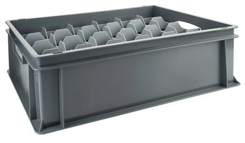 Null Spülkorb Für Geschirr Und Gläser, LxB 500 X 500 Mm, Grau, Lichtes Fachmaß 62 X 62 Mm, 49 Fächer 4 Null Spülkorb Für Geschirr Und Gläser, LxB 500 X 500 Mm, Grau, Lichtes Fachmaß 62 X 62 Mm, 49 Fächer – Bild 4