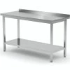 Null Edelstahl Gastro-Arbeitstisch Mit Grundboden Und Aufkantung | AISI 430 Qualität | HxBxT 85x230x60cm