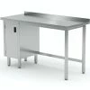 Null Edelstahl Gastro-Arbeitstisch Mit Klapptür Links Und Aufkantung | AISI 430 Qualität | HxBxT 85x120x70cm