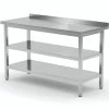 Null Edelstahl Gastro-Arbeitstisch Mit Grund- Und Zwischenboden Sowie Aufkantung | AISI 430 Qualität | HxBxT 85x90x60cm