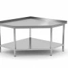 Null Edelstahl Gastro-Ecktisch Mit Grundboden Und Aufkantung | AISI 430 Qualität | HxBxT 85x100x90cm
