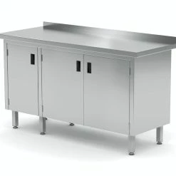 Null Edelstahl Gastro-Arbeitstisch Mit Klapptür Rechts Und Aufkantung | AISI 430 Qualität | HxBxT 85x150x70cm -Gastro Arbeitstisch 6ca5e9b0 184c 4a5d a0f3 93683118658d