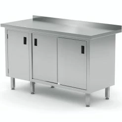 Null Edelstahl Gastro-Arbeitstisch Mit 1 Klapptür Links Und 2 Schiebetüren | AISI 430 Qualität | HxBxT 85x150x60cm -Gastro Arbeitstisch 70968b9b 338f 4c77 ae68 dc46b8cb9592