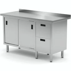 Null Edelstahl Gastro-Arbeitstisch Mit 3 Schubladen Und 2 Schiebetüren | AISI 430 Qualität | HxBxT 85x160x70cm -Gastro Arbeitstisch 7212c2c8 7b71 4f8a 8ca5 1fc40371bd88 2