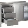 Null Gastro Arbeitsschrank Mit Grundboden, Schiebetüren, Schubladen, Aufkantung & Zwischenboden Chromstahl (BxT) 1400 X 800 Mm