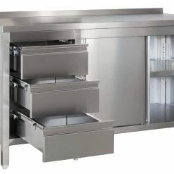 Null Gastro Arbeitsschrank Mit Grundboden, Flügeltüren, Schubladen Rechts, Aufkantung & Zwischenboden Chromstahl (BxT) 1000 X 800 Mm -Gastro Arbeitstisch 8d1d5b12 46b6 4194 8554 5eaf8172f033 4