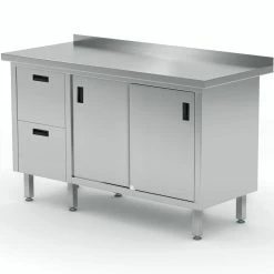 Null Edelstahl Gastro-Arbeitstisch Mit 3 Schubladen Und 2 Schiebetüren | AISI 430 Qualität | HxBxT 85x150x60cm -Gastro Arbeitstisch 919e396b 0674 4a01 be5a 90c9c48b6f35