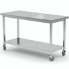 Null Edelstahl Gastro-Arbeitstisch Auf Rollen Mit Grundboden | HxBxT 85x100x70cm