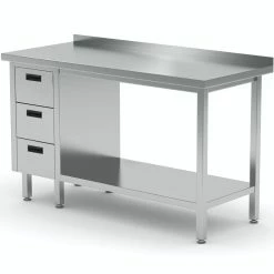 Null Edelstahl Gastro-Arbeitstisch Mit 3 Schubladen Rechts Sowie Grundboden Und Aufkantung | AISI 430 Qualität | HxBxT 85x90x60cm -Gastro Arbeitstisch 949d4a66 62fd 4591 8c85 dfdaabc25b4b 1