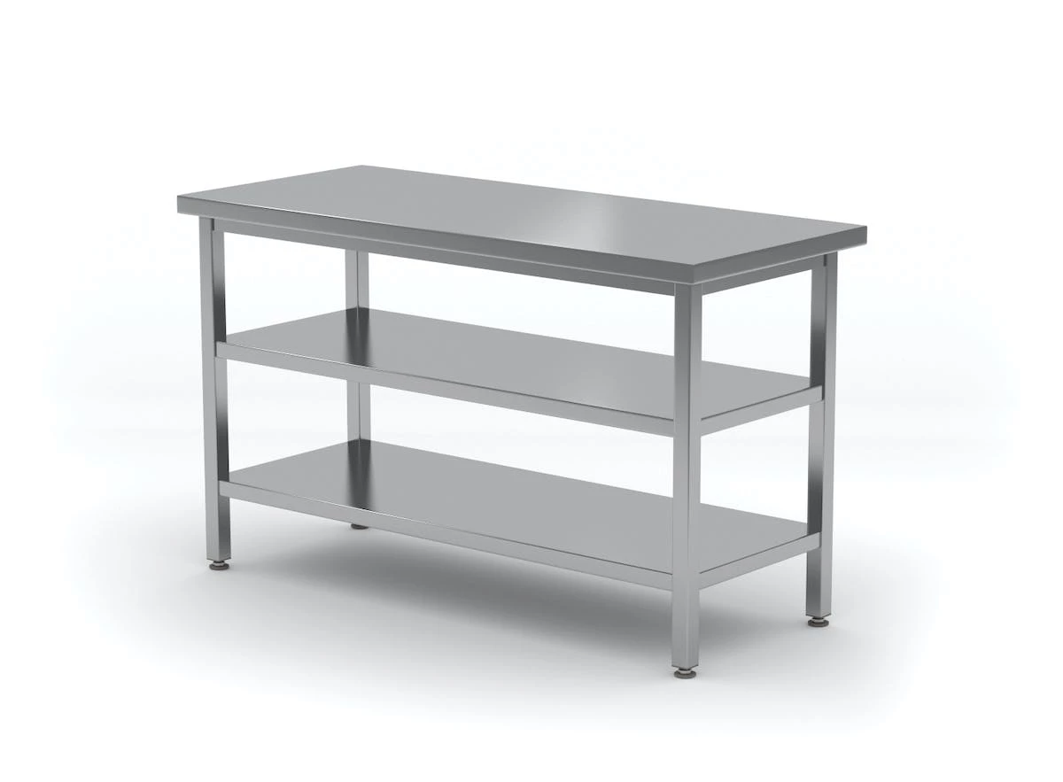 Null Edelstahl Gastro-Arbeitstisch Mit Grund- Und Zwischenboden | AISI 430 Qualität | HxBxT 85x270x70cm 7 Null Edelstahl Gastro-Arbeitstisch Mit Grund- Und Zwischenboden | AISI 430 Qualität | HxBxT 85x270x70cm – Bild 7