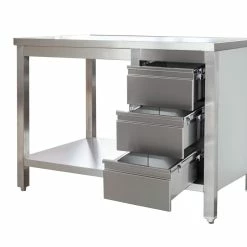 Null Gastro Arbeitstisch Mit Grundboden & Schubladenblock Rechts O. Aufkantung Chromstahl (BxT) 800 X 800 Mm -Gastro Arbeitstisch a53b92f0 8f5b 4eeb a19a 3e77b861bbb0