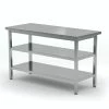 Null Edelstahl Gastro-Arbeitstisch Mit Grund- Und Zwischenboden | AISI 430 Qualität | HxBxT 85x190x80cm