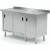 Null Edelstahl Gastro-Arbeitstisch Mit 1 Klapptür Links Und 2 Schiebetüren | AISI 430 Qualität | HxBxT 85x140x60cm