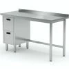 Null Edelstahl Gastro-Arbeitstisch Mit 2 Schubladen Links Und Aufkantung | AISI 430 Qualität | HxBxT 85x150x60cm