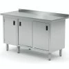Null Edelstahl Gastro-Arbeitstisch Mit 1 Klapptür Links Und 2 Schiebetüren | AISI 430 Qualität | HxBxT 85x160x60cm