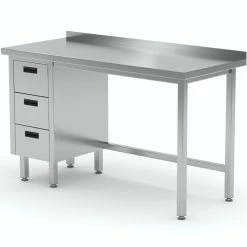Null Edelstahl Gastro-Arbeitstisch Mit 3 Schubladen Rechts Und Aufkantung | AISI 430 Qualität | HxBxT 85x110x70cm -Gastro Arbeitstisch d8d03932 63d4 4da8 92cc 257bbc15c90e