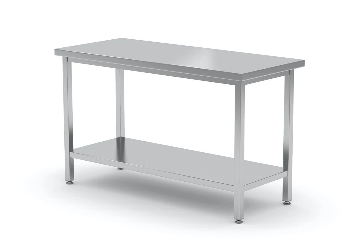 Null Edelstahl Gastro-Arbeitstisch Mit Grund- Und Zwischenboden | AISI 430 Qualität | HxBxT 85x270x70cm 4 Null Edelstahl Gastro-Arbeitstisch Mit Grund- Und Zwischenboden | AISI 430 Qualität | HxBxT 85x270x70cm – Bild 4