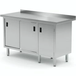 Null Edelstahl Gastro-Arbeitstisch Mit 1 Klapptür Links Und 2 Schiebetüren | AISI 430 Qualität | HxBxT 85x160x60cm -Gastro Arbeitstisch e54f9c6c 12f6 4a62 9a46 f36fca55dcd9