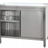 Null Gastro Arbeitsschrank Mit Grundboden, Flügeltüren Und Zwischenboden Chromstahl (BxT) 800 X 800 Mm