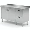 Null Edelstahl Gastro-Arbeitstisch Mit 2 Schubladen Und 2 Klapptüren | AISI 430 Qualität | HxBxT 85x120x70cm