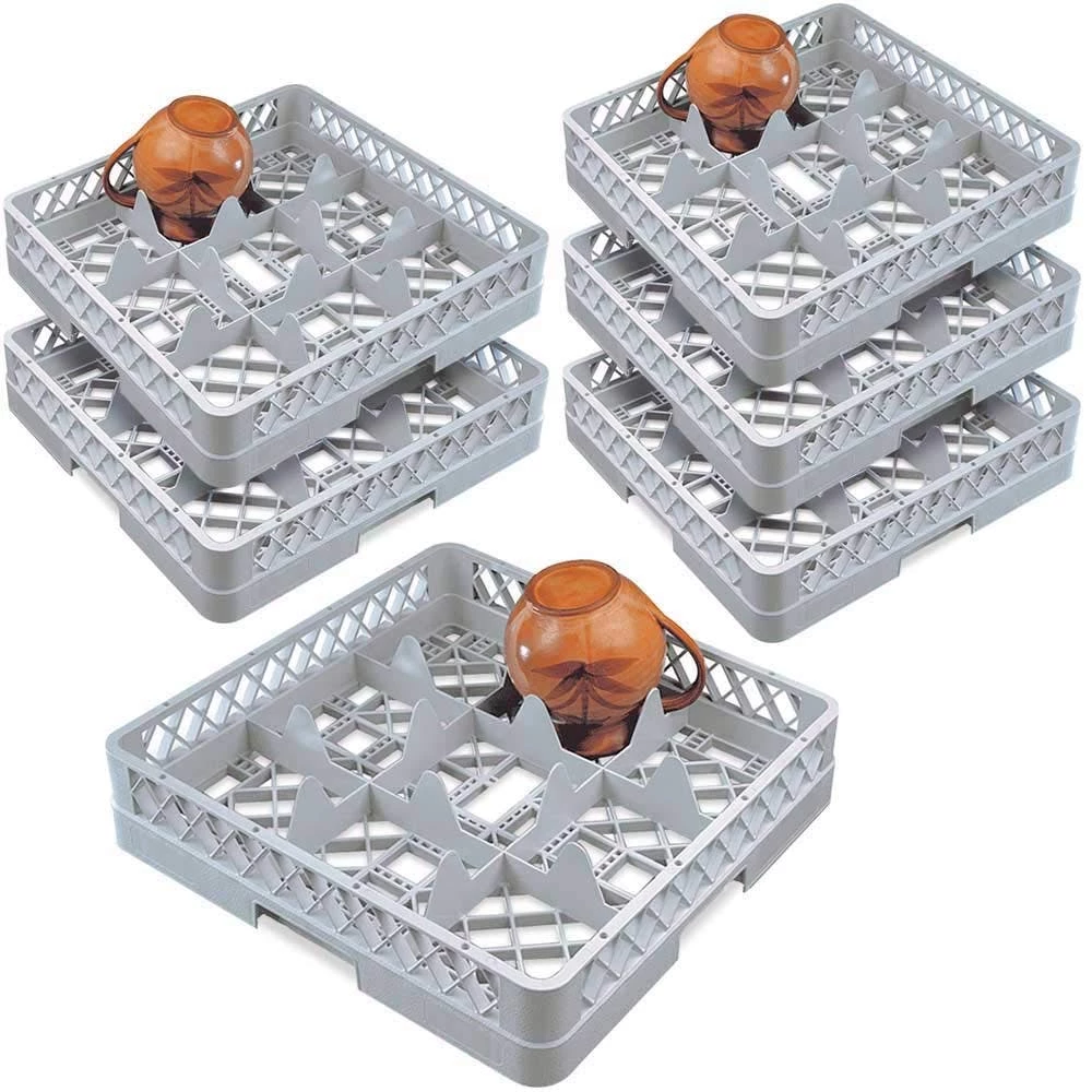 Null 6x Spülkorb Für Geschirr Und Gläser, LxB 500 X 500 Mm, 9 Fächer, Lichtes Fachmaß 150 X 150 Mm, Grau 1 Null 6x Spülkorb Für Geschirr Und Gläser, LxB 500 X 500 Mm, 9 Fächer, Lichtes Fachmaß 150 X 150 Mm, Grau